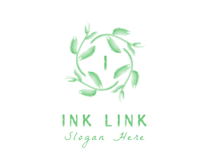 Leaf Wreath Watercolor logo design