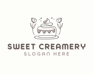 Floral Cake Dessert logo design