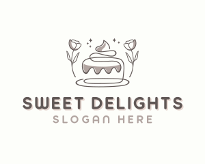 Floral Cake Dessert logo design