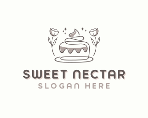 Floral Cake Dessert logo design