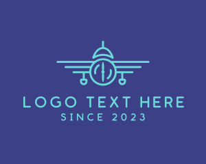 Blue - Airplane Line Art Transport logo design