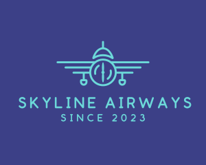 Airplane Line Art Transport logo design