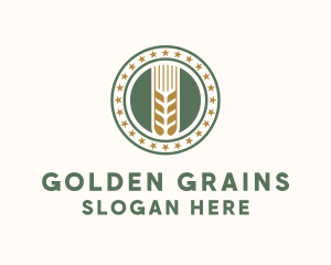 Grains - Wheat Farm Badge logo design