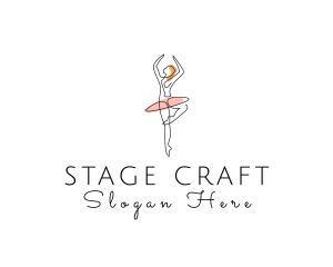 Monoline Ballerina Tutu logo design