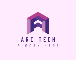 Arc - Building Cube Letter A logo design