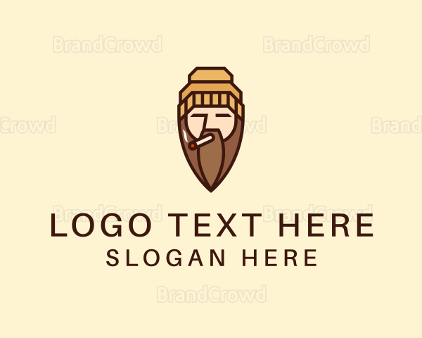 Cigarette Man Beard Logo