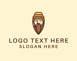 Hippie - Cigarette Man Beard logo design