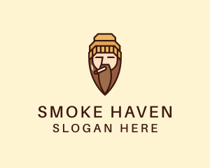 Cigarette Man Beard  logo design