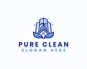 Cleaning Spray Leaf logo design