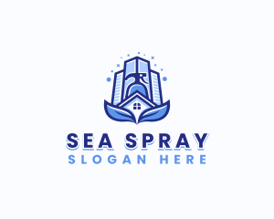 Cleaning Spray Leaf logo design