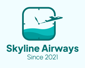 Plane Travel Clock logo design