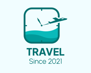 Plane Travel Clock logo design