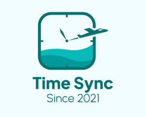 Plane Travel Clock logo design