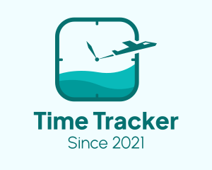 Plane Travel Clock logo design