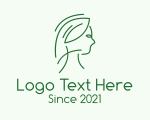 Hairdresser - Green Woman Line Art logo design
