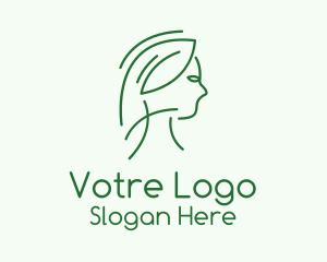 Green Woman Line Art Logo
