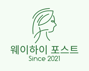 Green Woman Line Art logo design