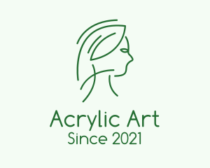 Green Woman Line Art logo design