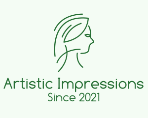 Green Woman Line Art logo design