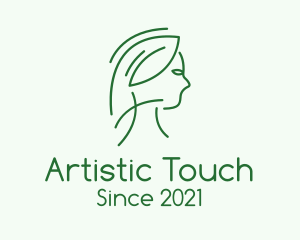 Green Woman Line Art logo design