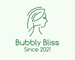 Green Woman Line Art logo design