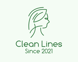 Green Woman Line Art logo design