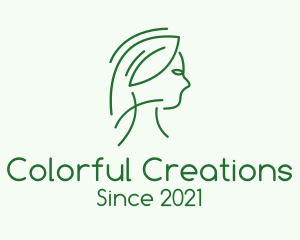 Green Woman Line Art logo design