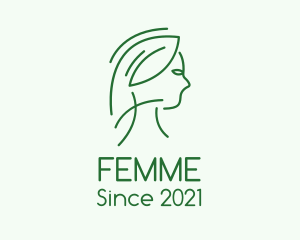 Green Woman Line Art logo design