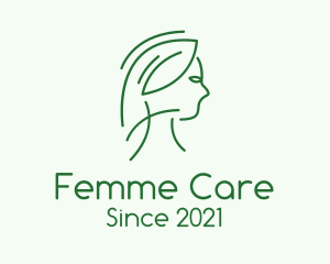 Green Woman Line Art logo design