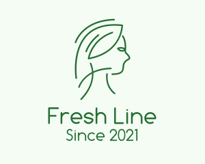 Green Woman Line Art logo design