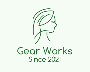 Green Woman Line Art logo design