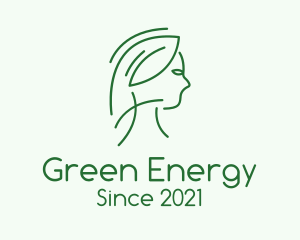 Green Woman Line Art logo design