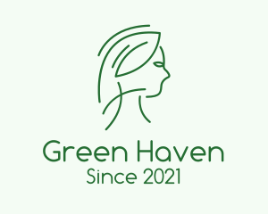 Green Woman Line Art logo design