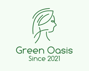 Green Woman Line Art logo design