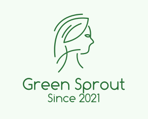 Green Woman Line Art logo design