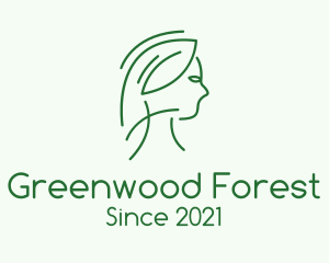 Green Woman Line Art logo design