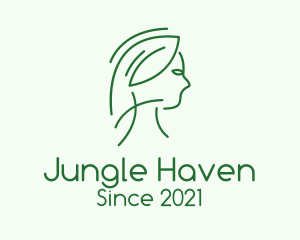 Green Woman Line Art logo design