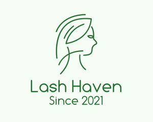 Green Woman Line Art logo design