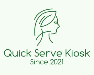 Green Woman Line Art logo design