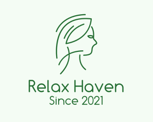 Green Woman Line Art logo design