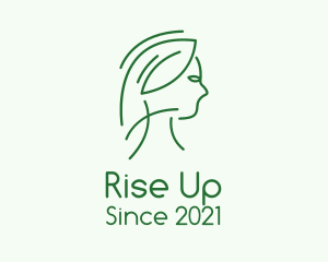 Green Woman Line Art logo design