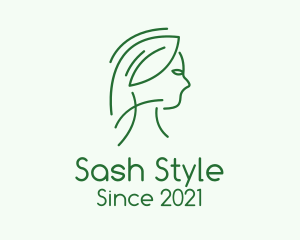 Green Woman Line Art logo design