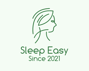 Green Woman Line Art logo design