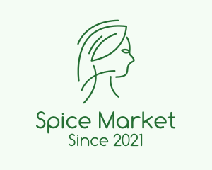 Green Woman Line Art logo design