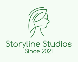 Green Woman Line Art logo design