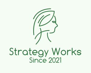 Green Woman Line Art logo design