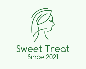 Green Woman Line Art logo design