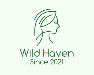 Green Woman Line Art logo design