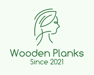 Green Woman Line Art logo design