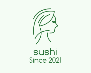 Green Woman Line Art logo design